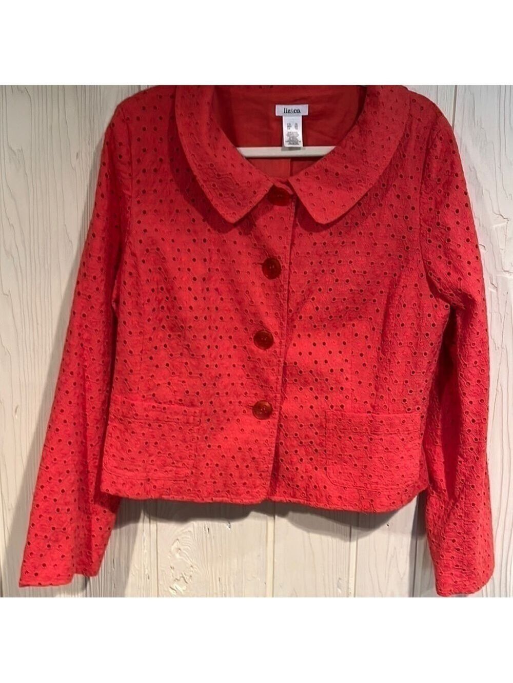 Liz & Co Orange Blazer with Peter Pan Collar Size XL